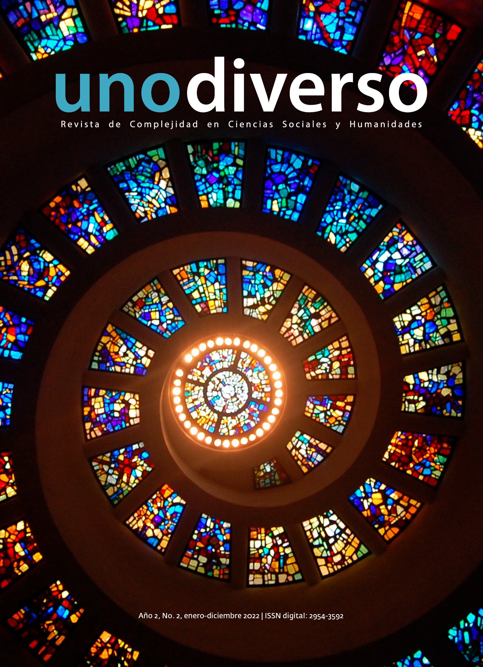 portada de revista unodiverso con la imagen de una espiral formada por vitrales de colores